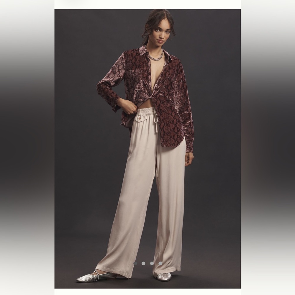 Maeve straight leg pull on silk pants